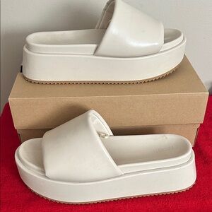Women's White Platform Slide Sandals